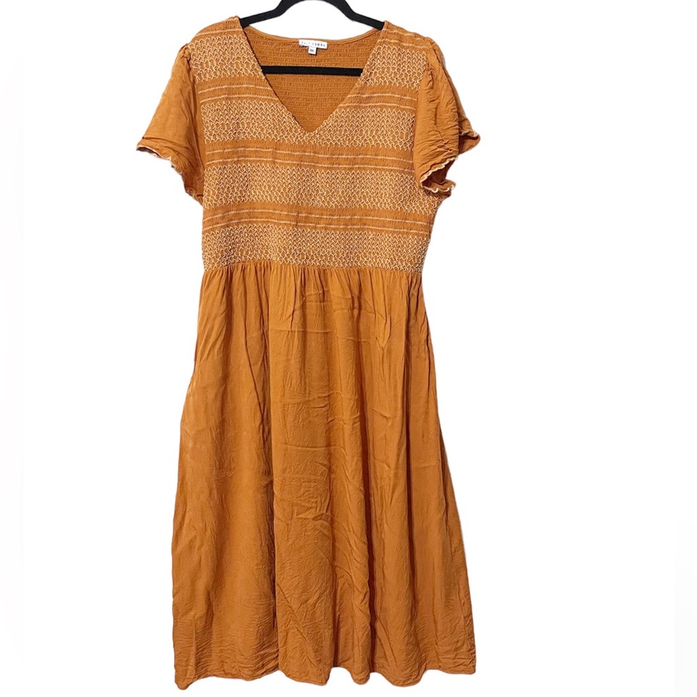 Baltic Born Orange Midi Dress with Pockets